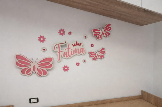 Name Sign + 3 Butterflies