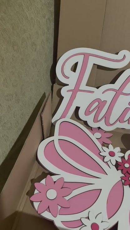 Name Sign + 3 Butterflies
